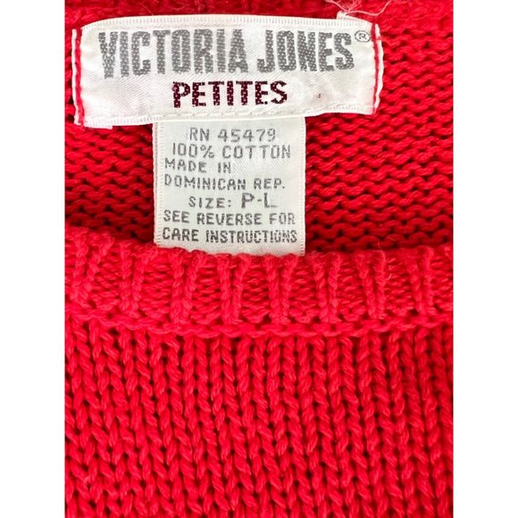 Vintage Red Bedazzled Petite Short Sleeve Sweater | Size Petite Large - Picture 4 of 5